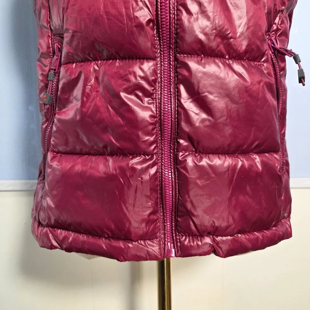 Tangerine Large "Ruby Red" Hooded Full Zip Quilted Puff Fall Casual Vest - Picture 3 of 9